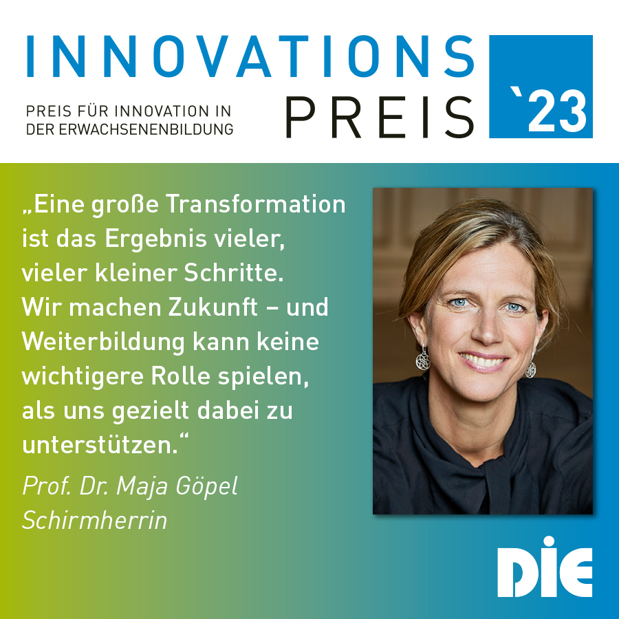 Prof. Maja Göpel ist die Schirmherrin des DIE-Innovationspreises 2023